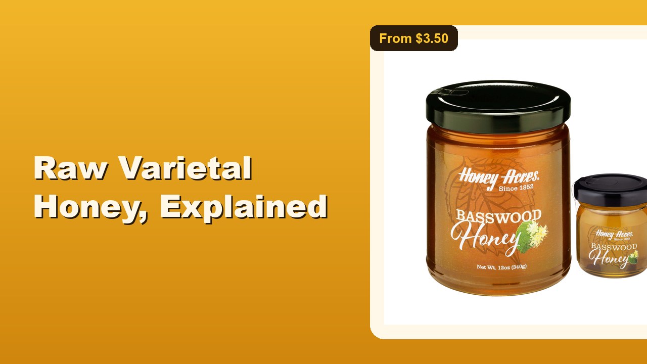 Honey Acres raw varietal honey jars