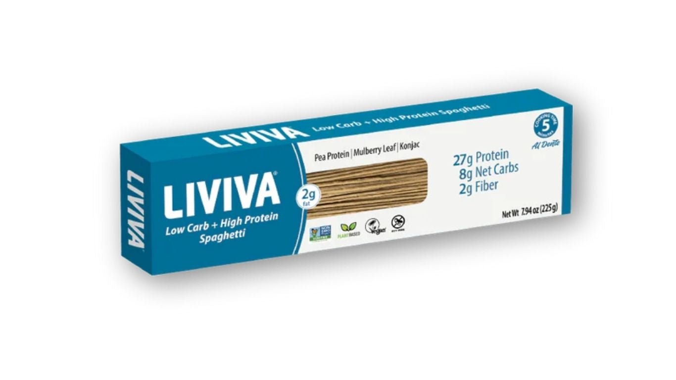 LIVIVA Low Carb High Protein Spaghetti — GLP-1 friendly, plant-based protein blend with pea protein, mulberry leaf, and konjac