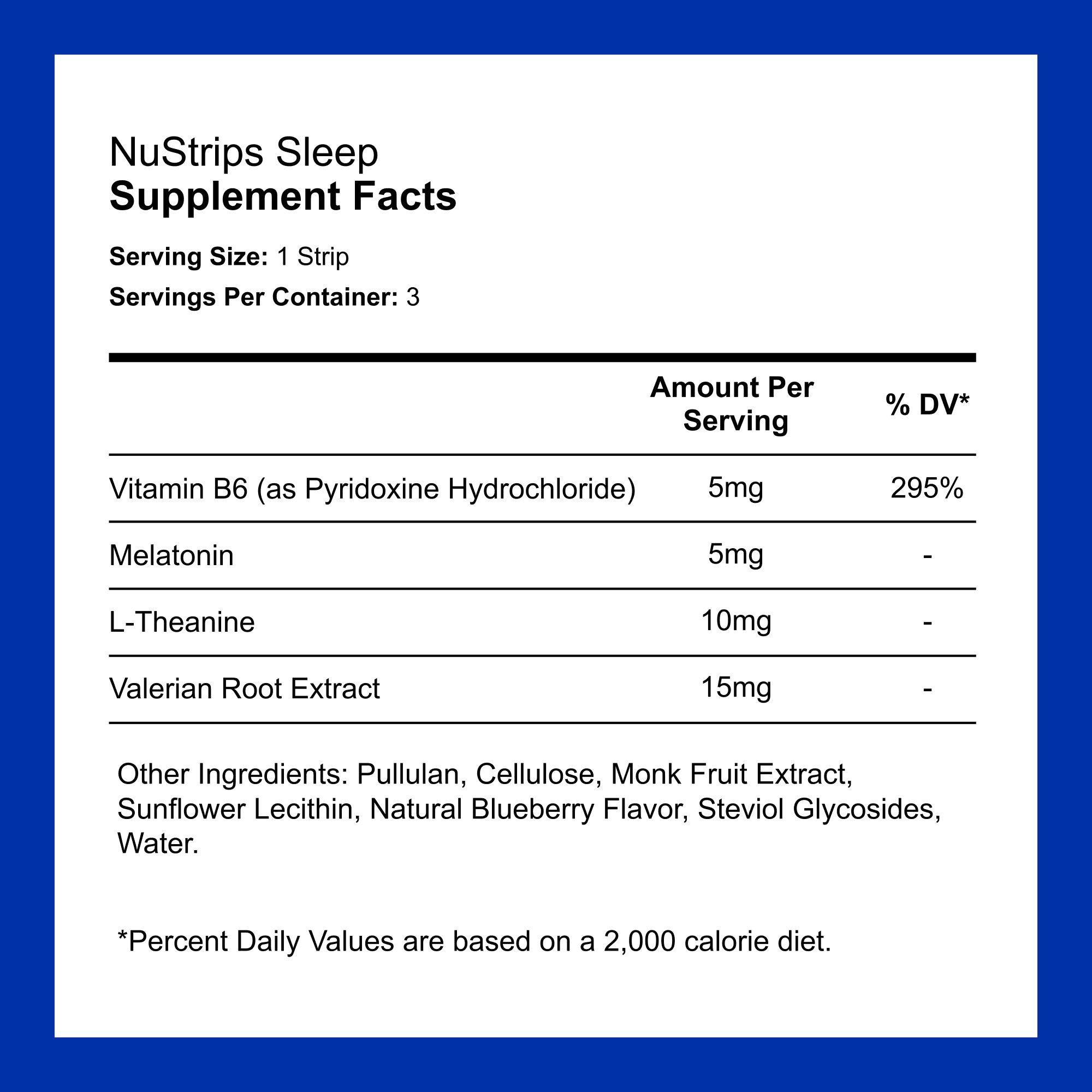 NuStrips Sleep supplement facts