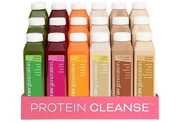 Raw Generation Protein Cleanse cold-pressed juice option