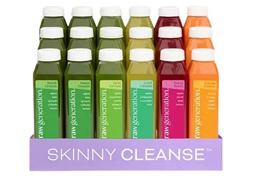 Raw Generation Skinny Cleanse daily cold-pressed juice bottles